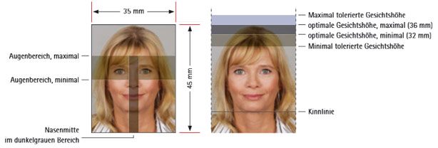 Passbildgröße bei biometrischen Passbildern